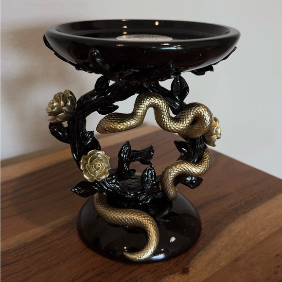 Bath & Body Works Other - Bath & Body Works: Halloween Black & Gold Snake 3-Wick Candle Stand Pedestal